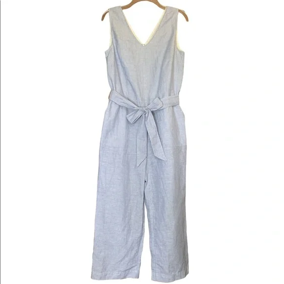 Talbots Linen Stripe Jumpsuit - Picture 2 of 9